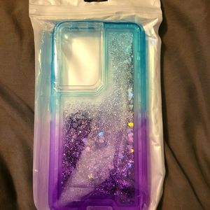 S21 Ultra Glitter case purple and teal
